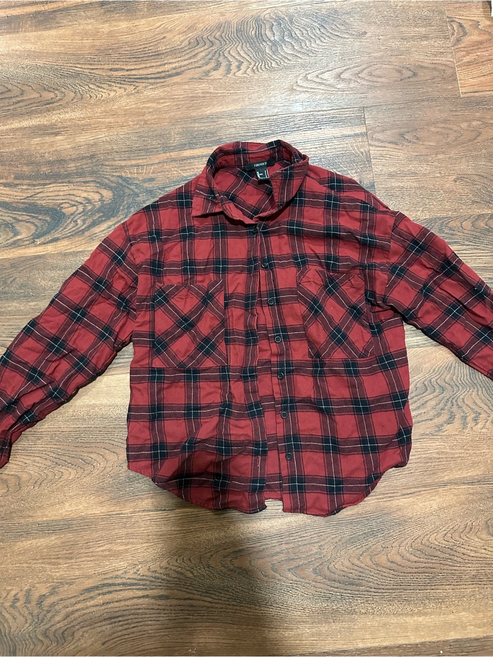 Red Plaid Flannel Shirt - Casual Button-Up
